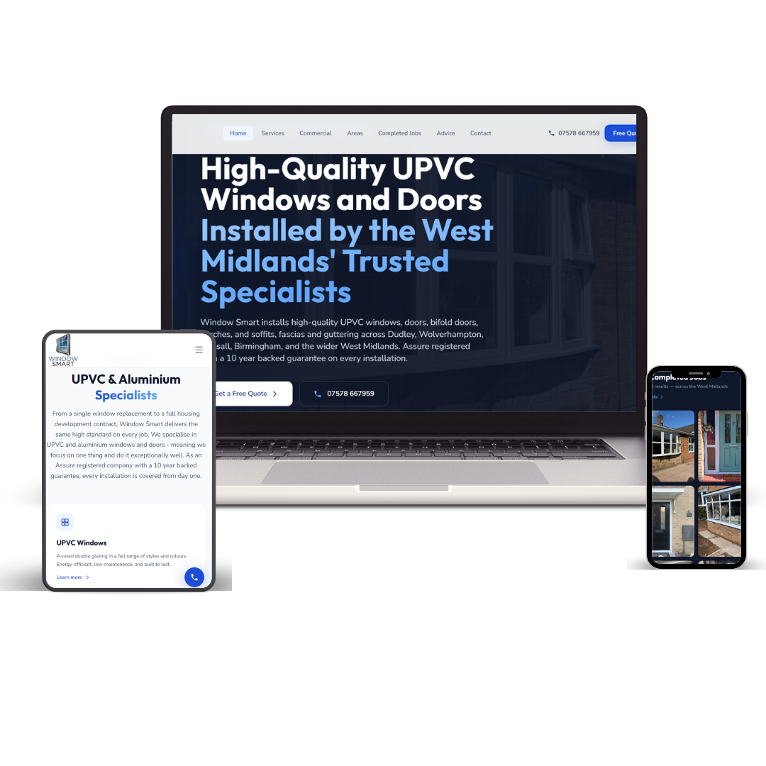 Window Smart Ltd website displayed across desktop, tablet and mobile devices