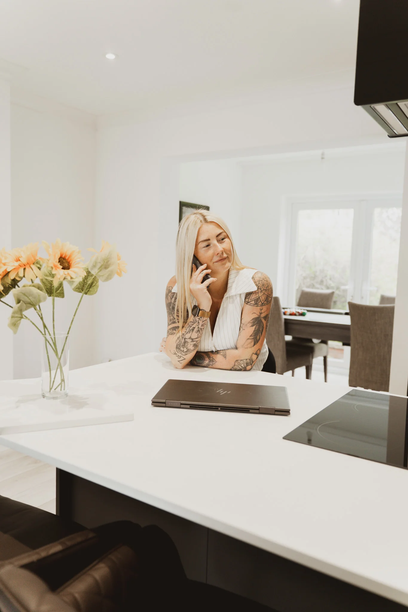 Sophie Baugh taking a client call in the Digital Sizzle UK office
